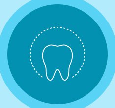 Animated tooth in dotted circle icon