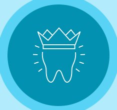 Animated tooth with royal crown icon