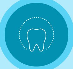 Animated tooth in dotted circle icon