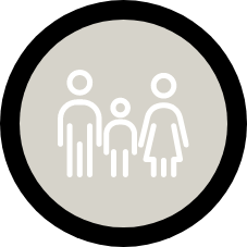 Animated mother and father holding hands with their child icon