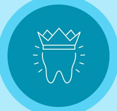 Animated tooth with royal crown icon