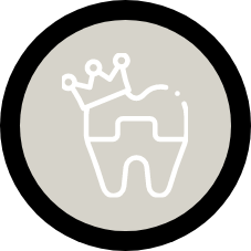 Animated tooth with royal crown icon