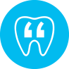 Animated tooth with quotation marks