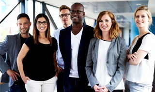 A group of young and diverse professionals.