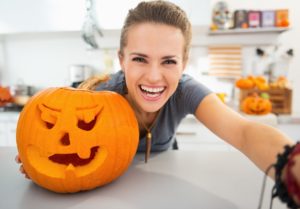 woman with pumpkin