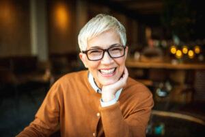 Smiling woman with dentures